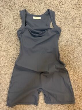 Culotte-Style Dark Gray Women's Bodysuit Romper